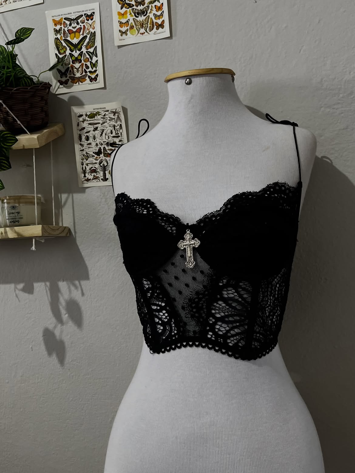 Top Renda Preto Garimpo
